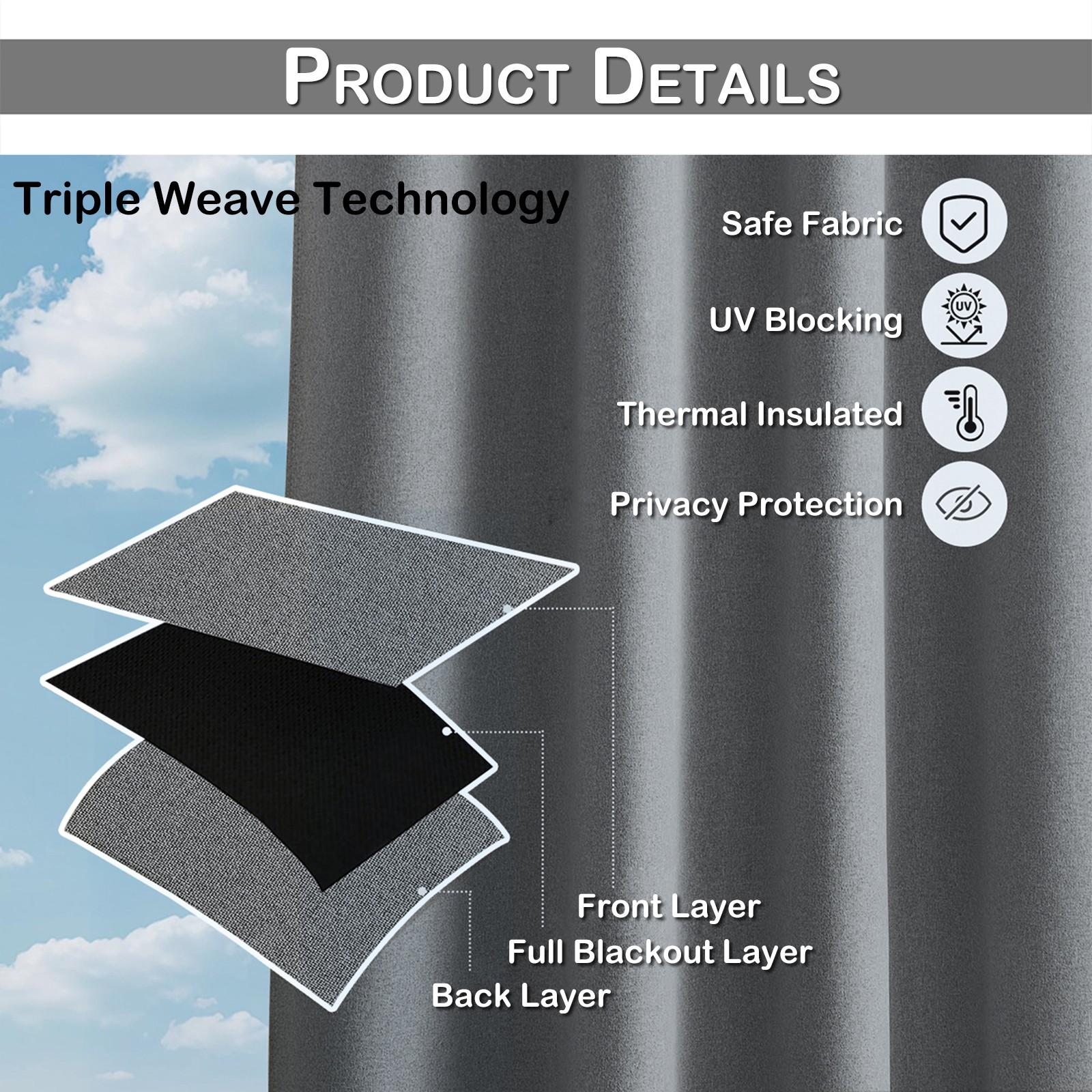 Outdoor Curtains for Patio Waterproof & Windproof Cordless Extra Wide Drapes