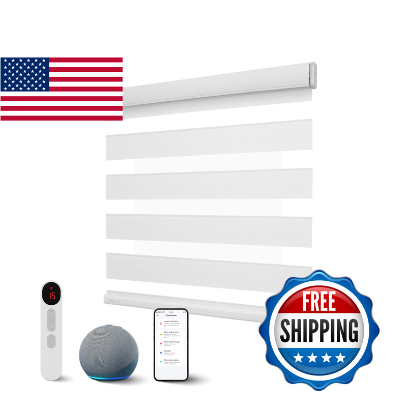 Citolen Motorized Zebra Blinds Remote Smart Dual Layer Automatic Shades Privacy