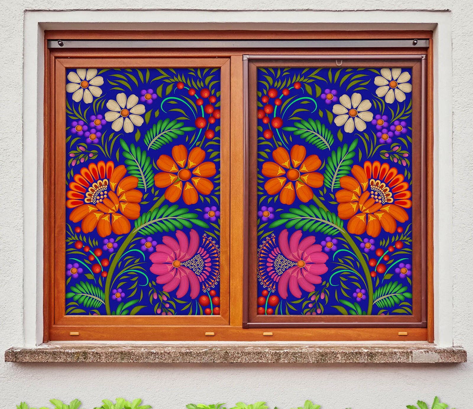 3D Orange Flower ZHU500 Window Film Print Sticker Cling Stained Glass UV Zoe
