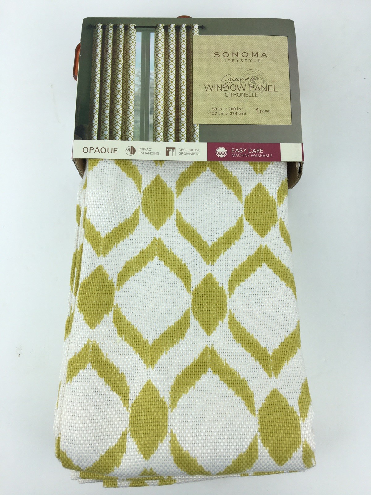 1 SONOMA Life + Style Curtain Panel Gianna Citronelle 50”x108” UPC#675716596514