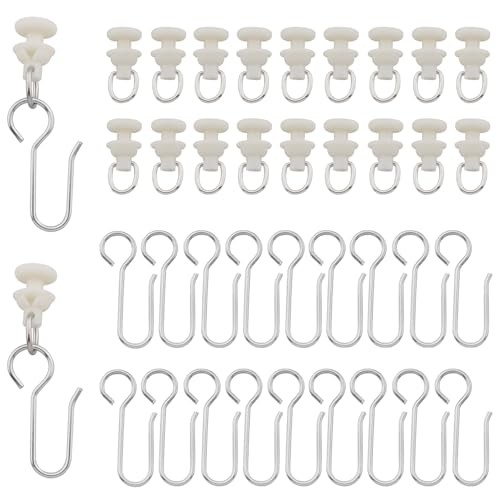 20 Sets Curtain Track Pulley Hooks Metal S Hanging Hooks Shower Curtain
