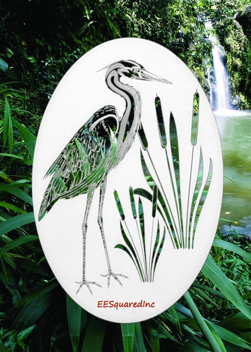 Egret Left Static Cling Window Decal OVAL 21×33 Bird Decor for Glass Doors