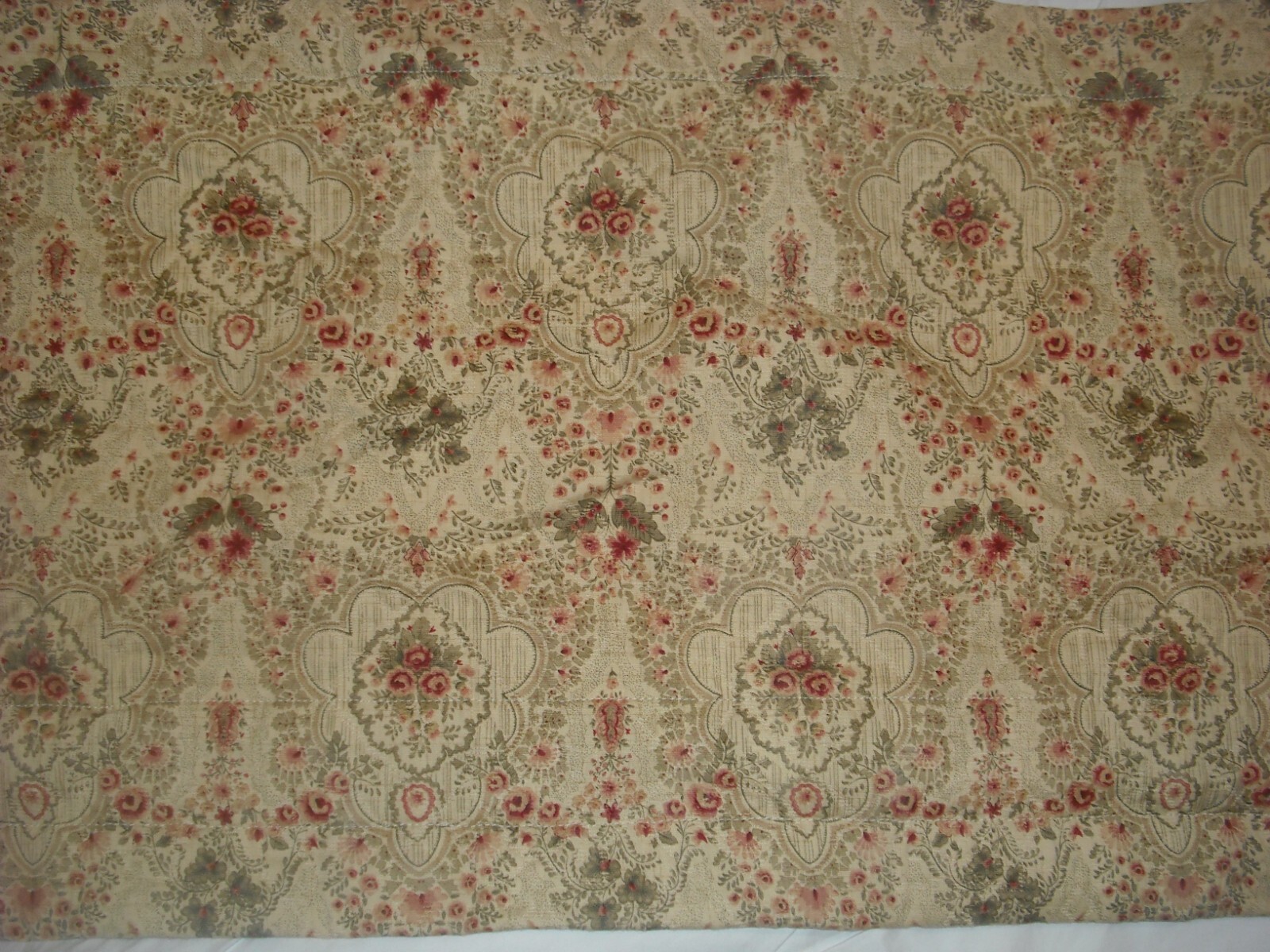 Beacon Looms/Belks Beige Pink & Green Floral Lined Heavy Valance