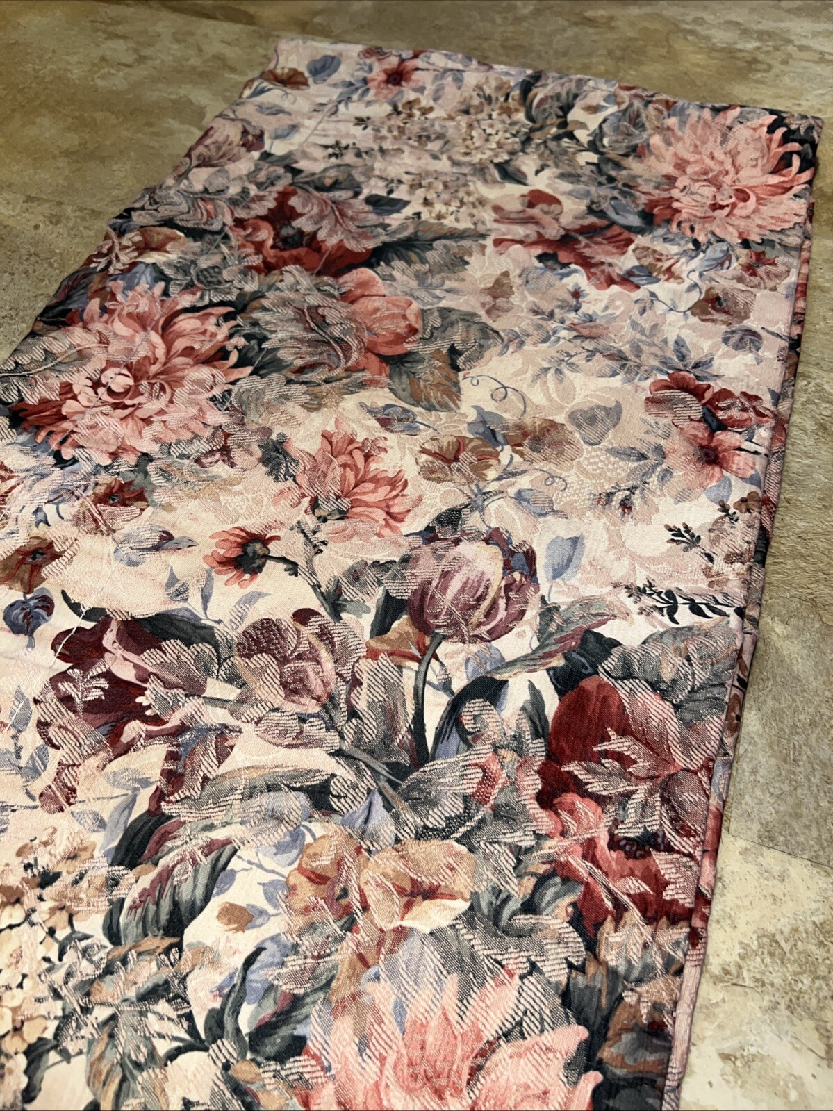 2 Bold Floral Tapestry Jacquard Valances 17”x96” Ea Shabby Cottage Boho USA Pink