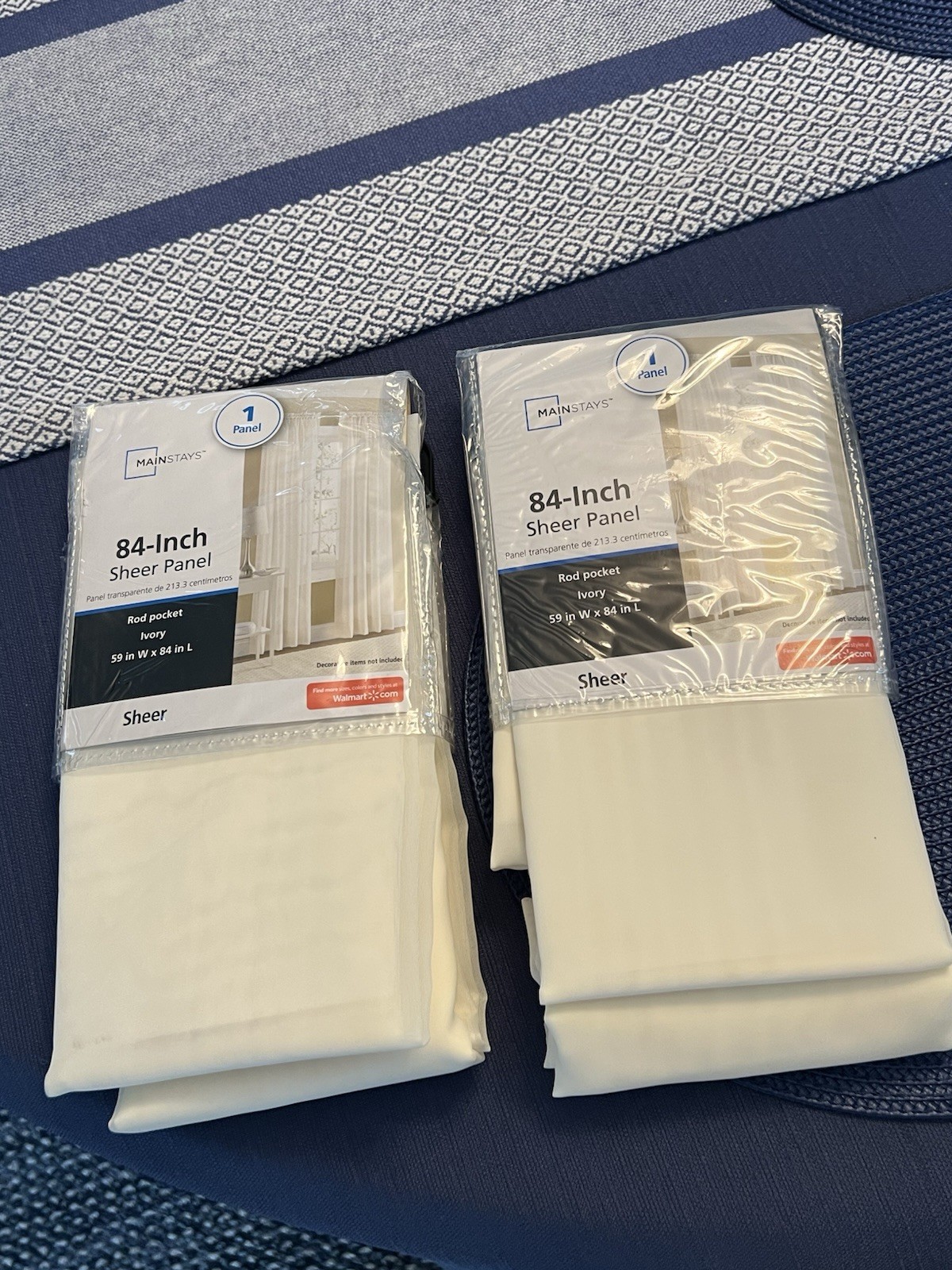 Mainstays 84 Inch Ivory Sheer Panels (2) 59 W