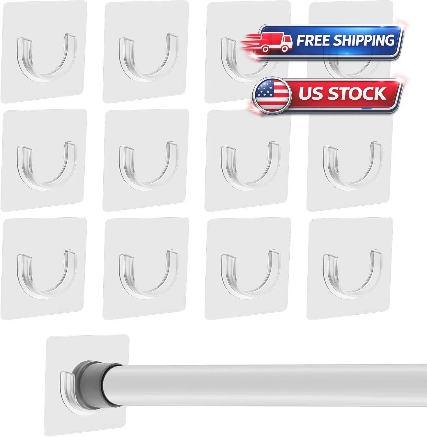 12X No Drill Self Adhesive Curtain Rod Bracket Drapery Hook Bracket Fix Rod Hold