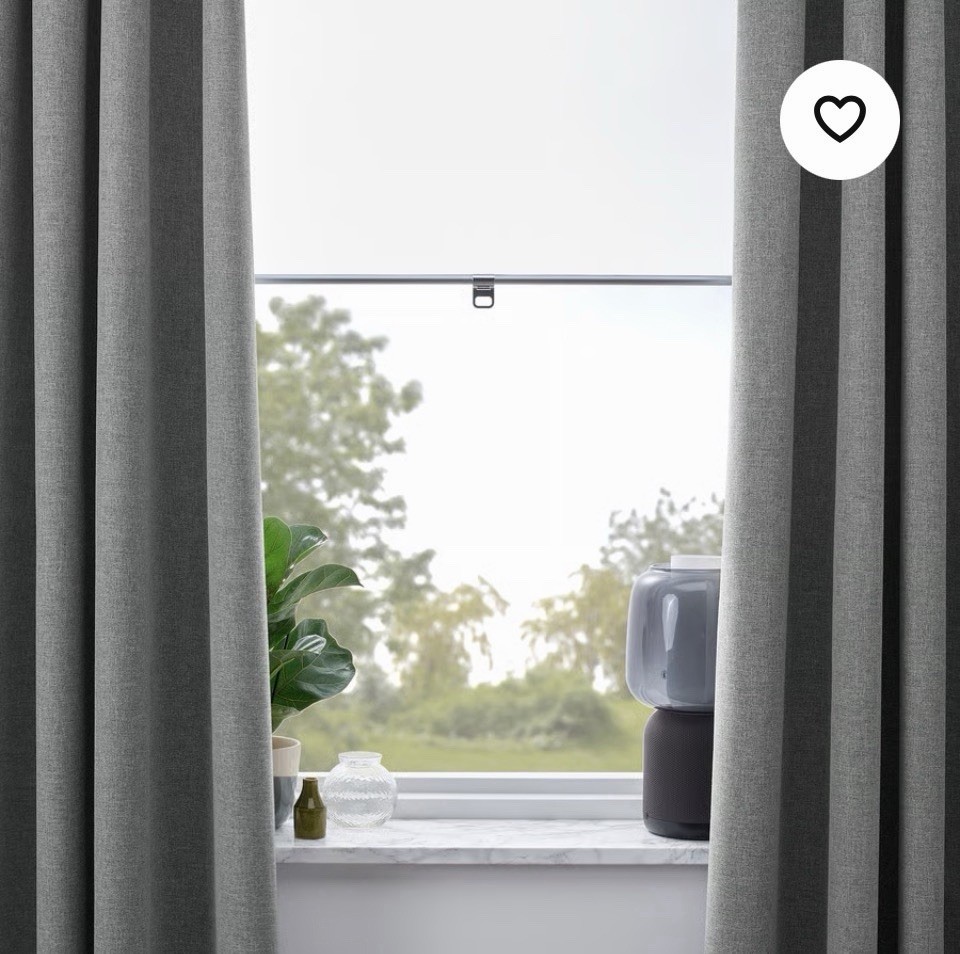 ROSENMANDEL Black-out Curtains 1 Pair Lt Gray With Heading Tape Lining 53”x98”