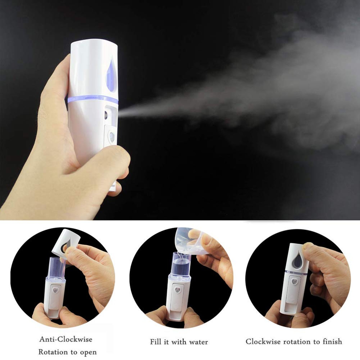 Portable Nano Facial Mister Mini Facial Steamer Atomization Eyelash Extension…