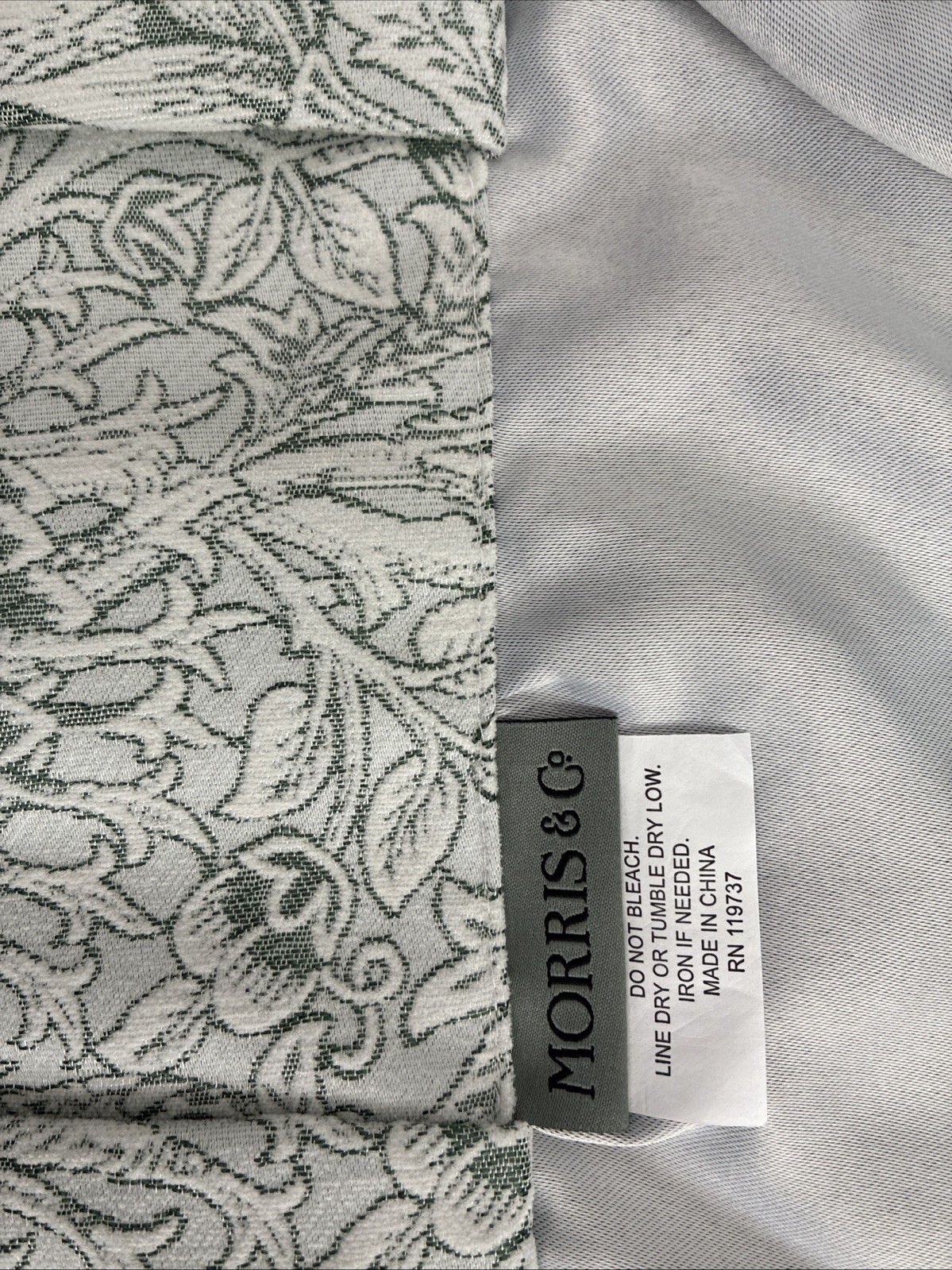 New Morris & Co Artichoke Green 2 x 37″ x 84″ Ivory Room Darkening Curtains