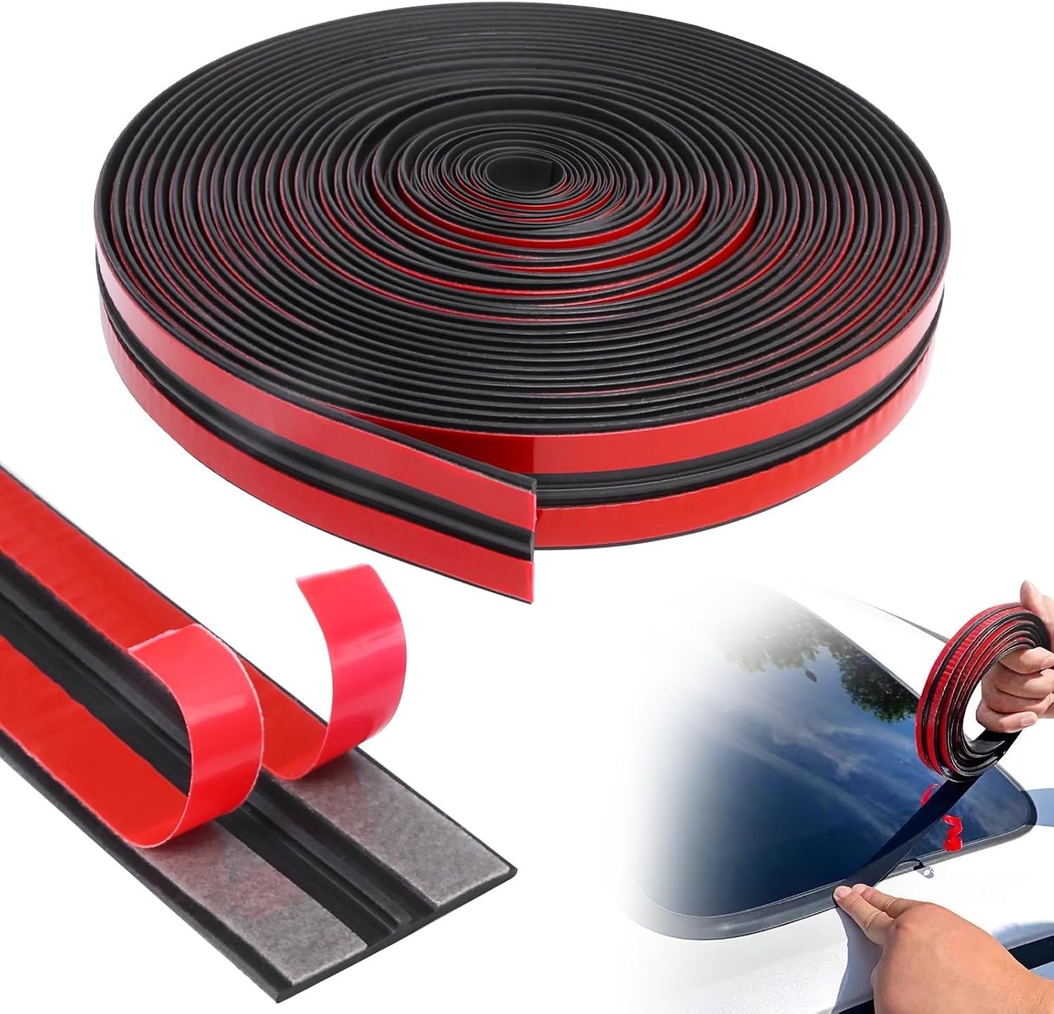 Car Weather Stripping, 30mmx23Ft T-Shape Cuttable Windshield 30mmx23Ft
