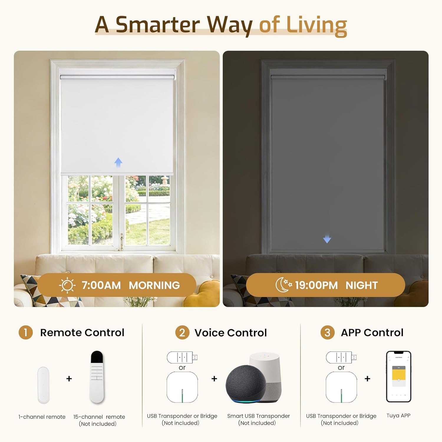 Motorized Blackout Blinds with Remote | Alexa/Google Compatible | 24″x72″ White