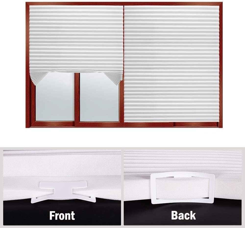 Customizable 2 Pack Light Filtering Pleated Shades with UV Protection, 48″x72″