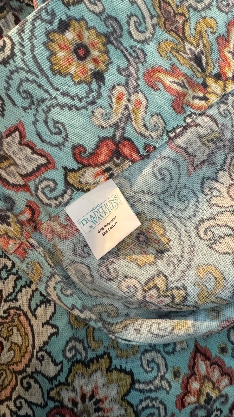 Waverly Clifton Hall Curtains, four panels (Aqua, Coral, Mustard, Cream, Gray)