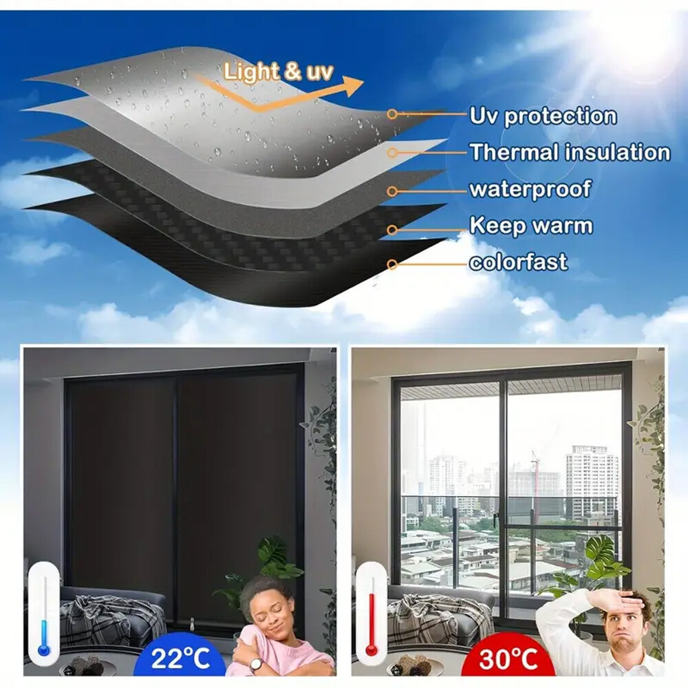 100% Blackout Roller Shades, No Drill No Tools Cordless Window Blackout Blinds