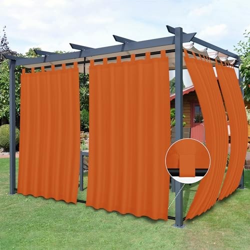 Outdoor Patio Curtains Detachable Tab Top 54″W x 108″L (Pack of 2) Orange