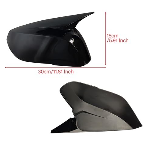 Gloss Black Side Mirror Caps for Accessories, Horn Style Driver & Passenger