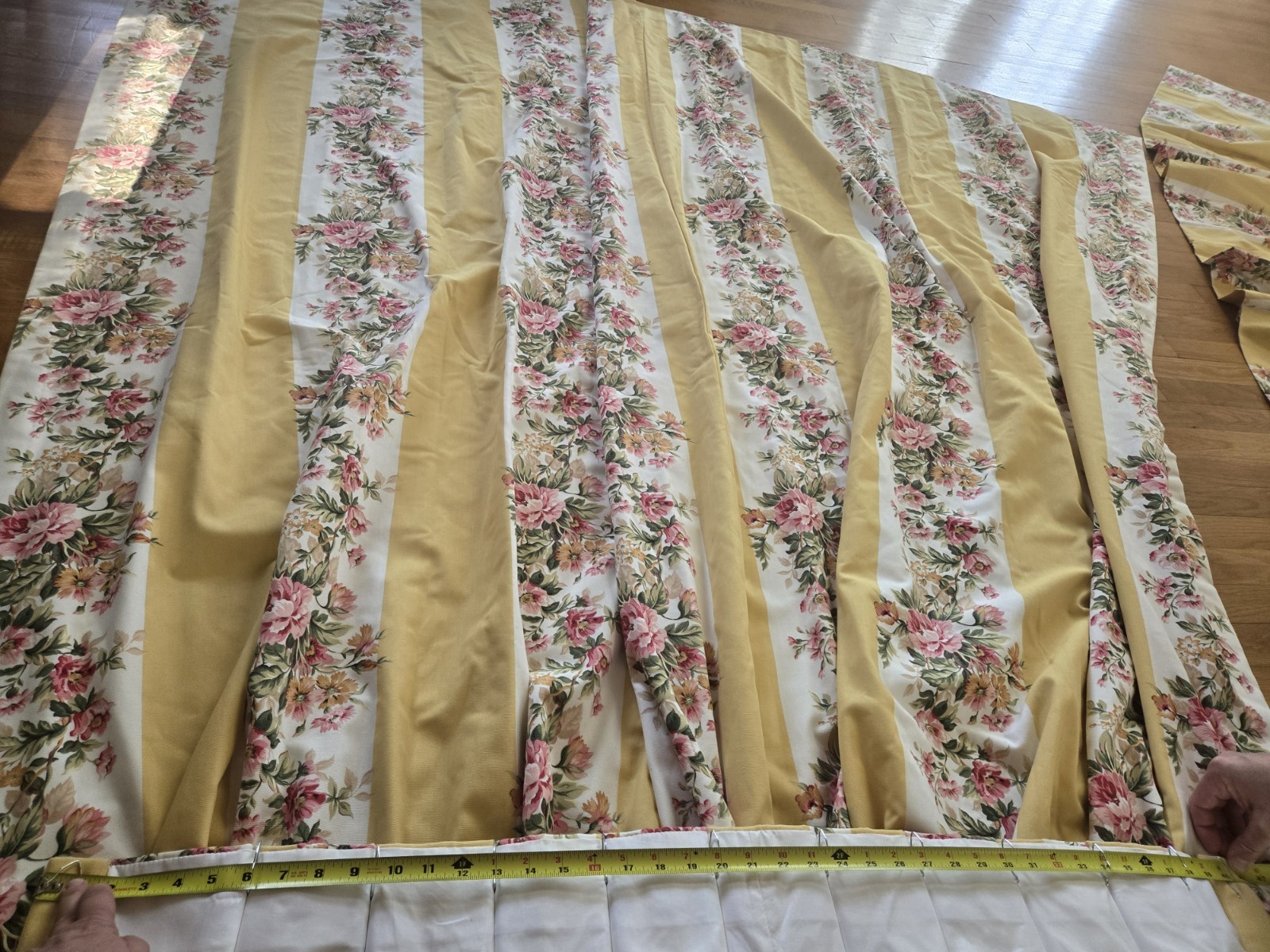 2 Custom Ralph Lauren Water Front Yellow Floral Pinch Pleat Drapes W41xL93