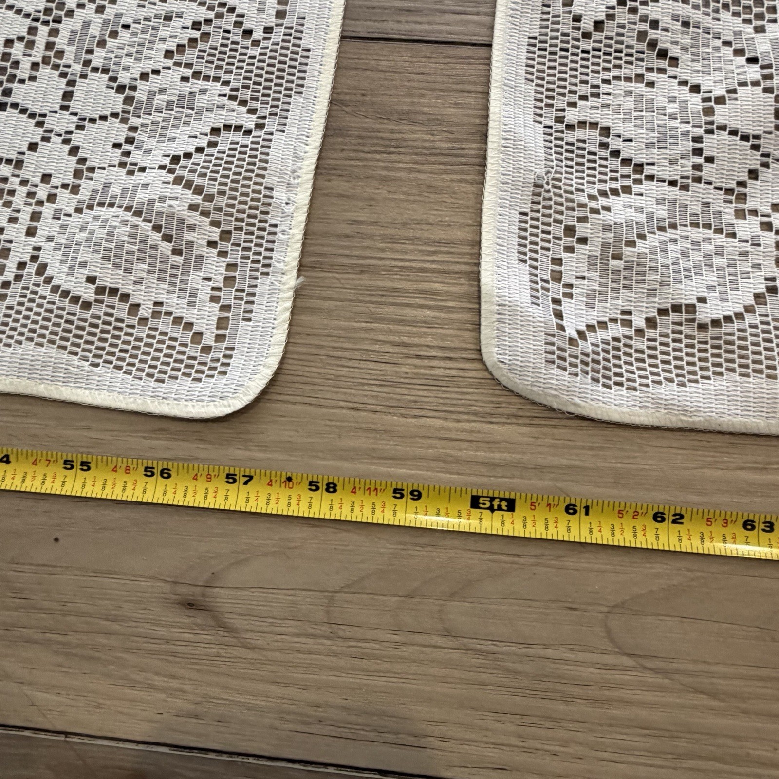 Vtg Lace Panel Pair Curtain W/ Matching Tie Backs USA Made 118”x81” Floral Birds