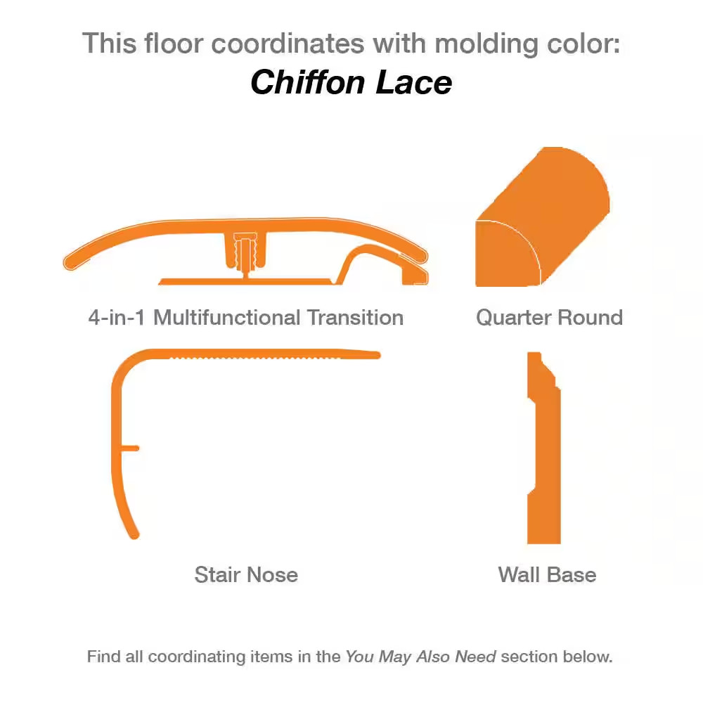 Chiffon Lace Oak 22 MIL X 8.7 In. W X 59 In. L Click Lock Waterproof Luxury Viny