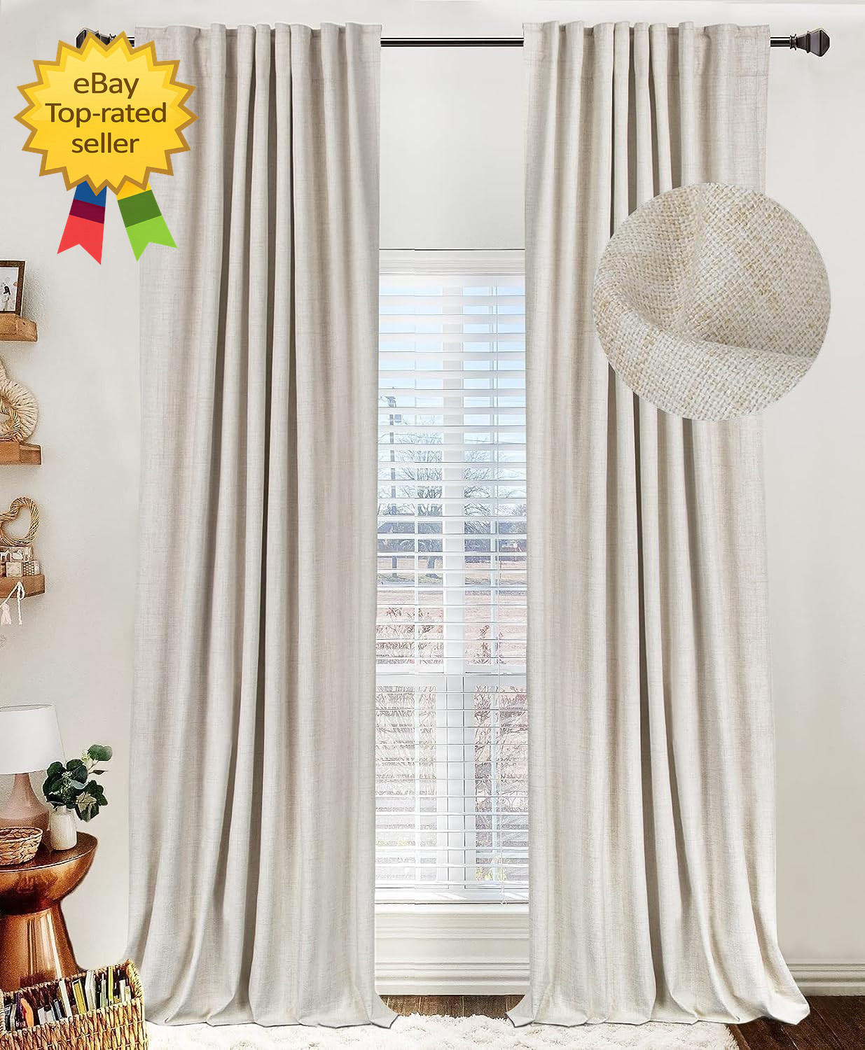 Blackout Curtains for Bedroom 84 Inches Long, Back Tab/Rod Pocket Living