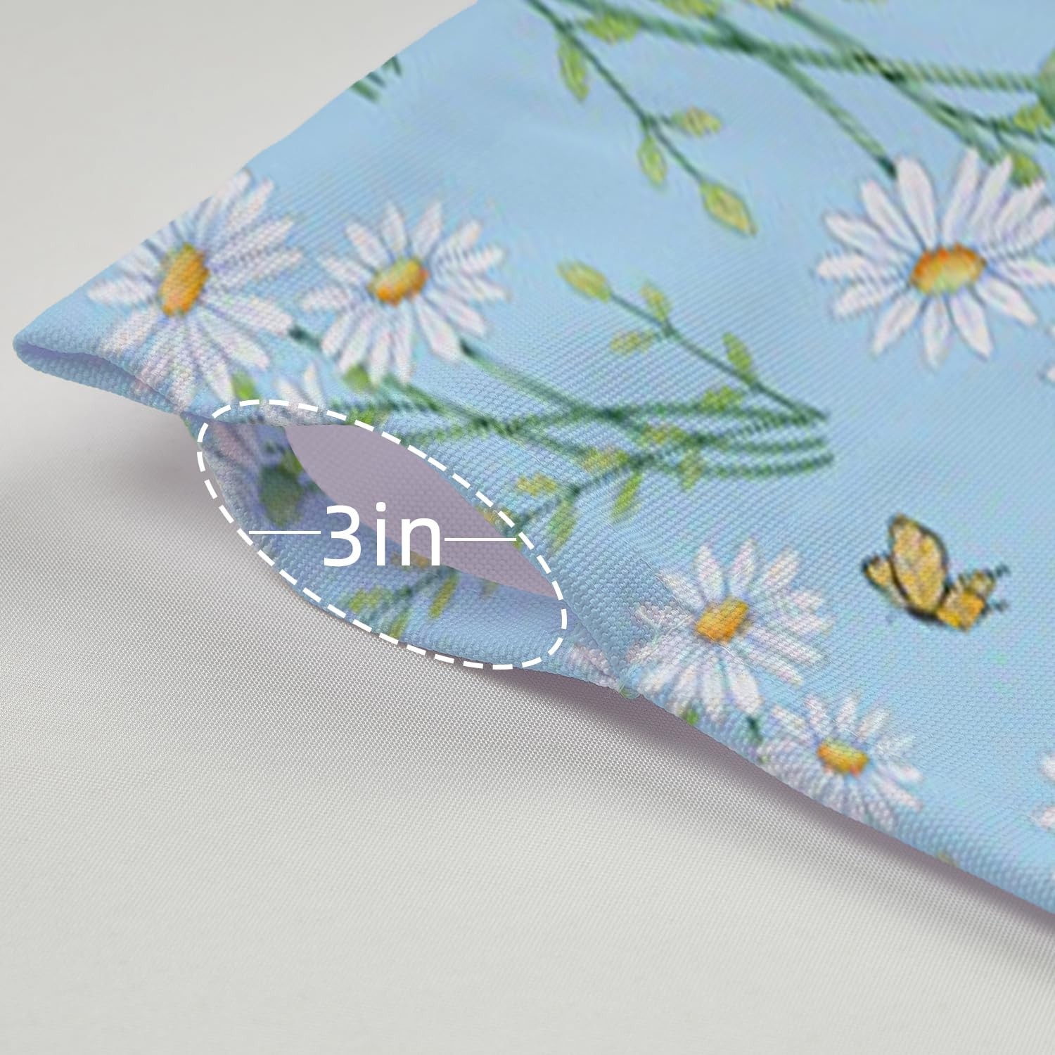 Blue Curtain Valance for Windows Watercolor Daisy Flowers Butterflies Window …