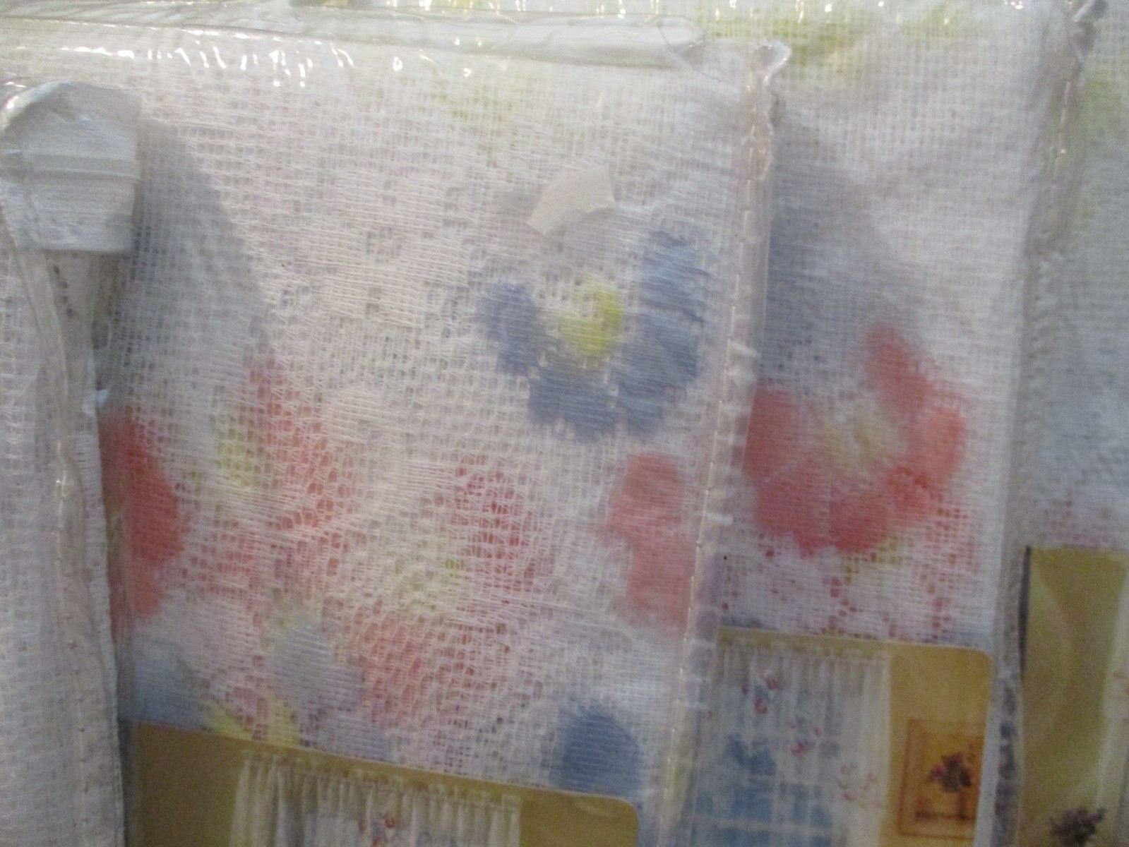 Mainstays~Lace Panel w/Attached Swag~4 Packages~Shelley White/Multi~Sealed