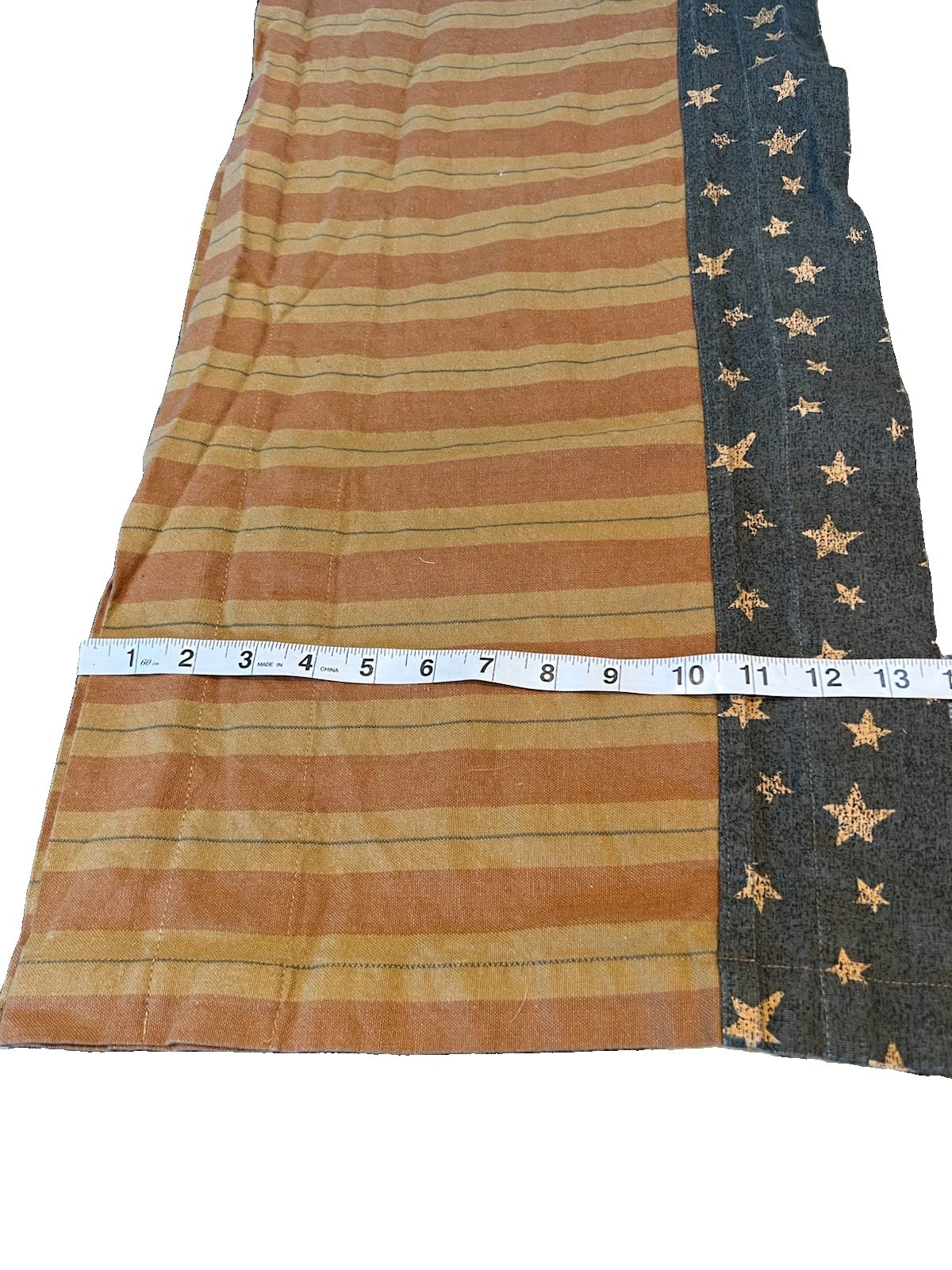 Primitive Patriotic Americana Rustic Style 70”x 14” Red & Tan Blue Stars Valance