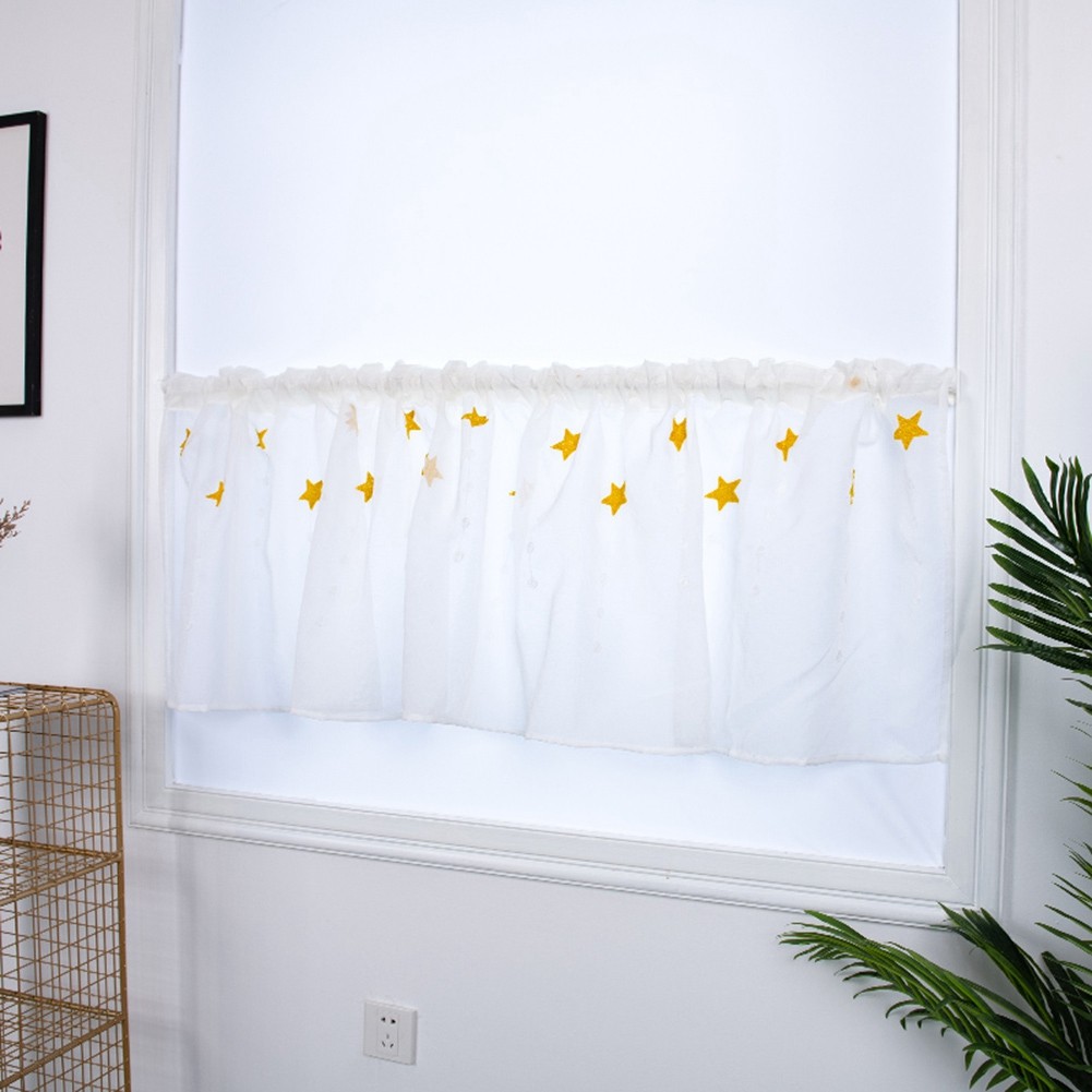 Kitchen Tiers Cabinet Embroidery Curtain Short Curtain Half Window