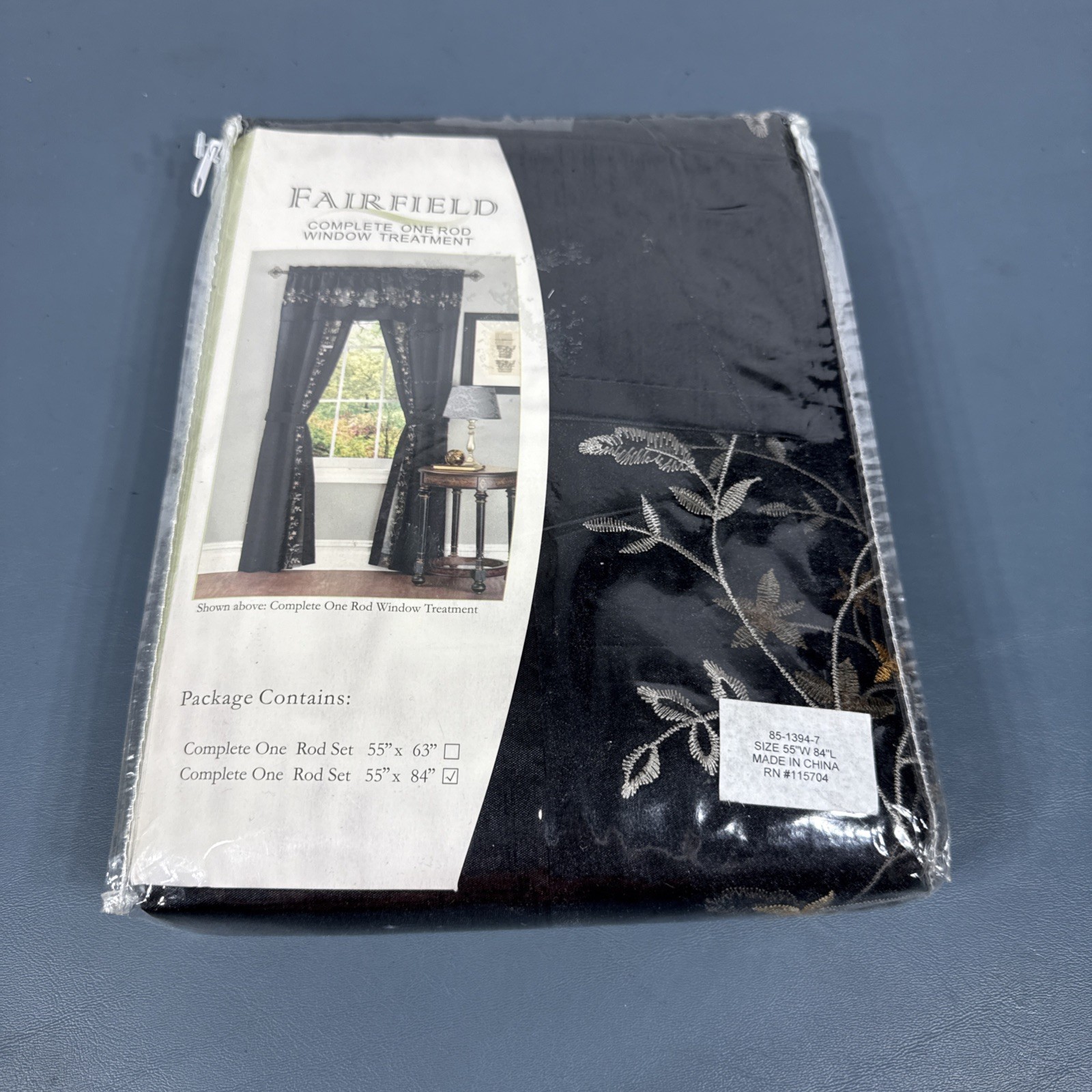 Fairfield Black 5 Piece Window One Rod Window Treatment