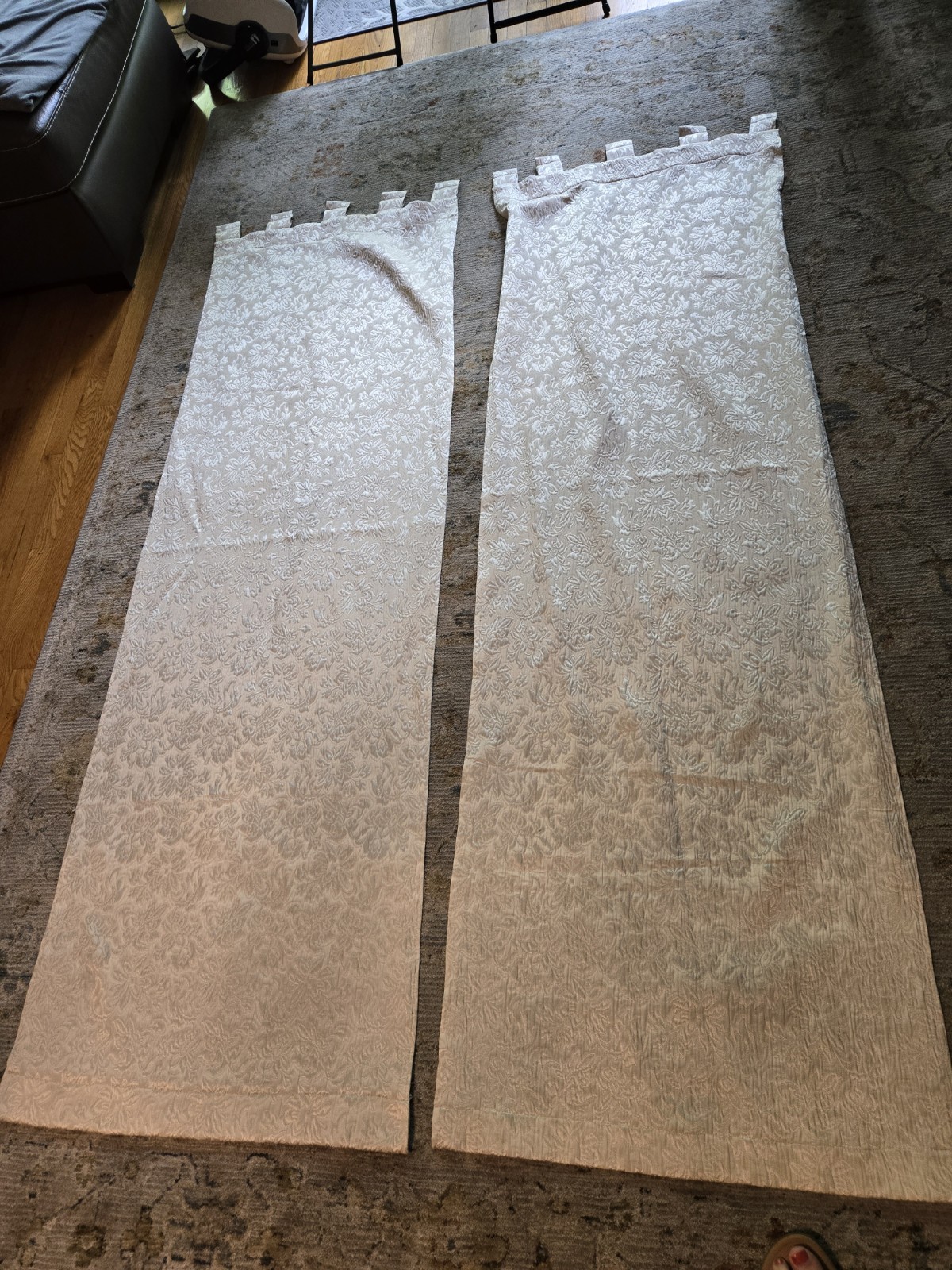 Gorgeous Handmade Ivory Brocade Draperies 4 pcs 87 x 28 each