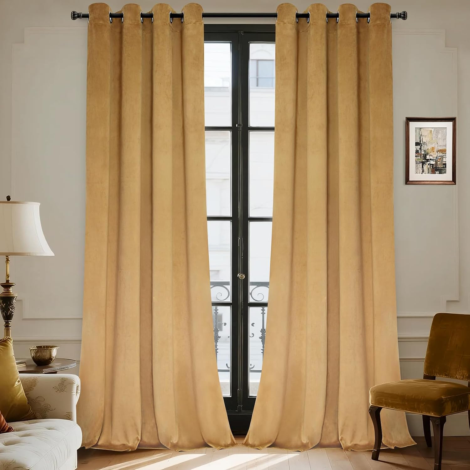 Velvet Curtains 84 Inches 2 Panels – Luxury Room Darkening Wine Red Curtains for