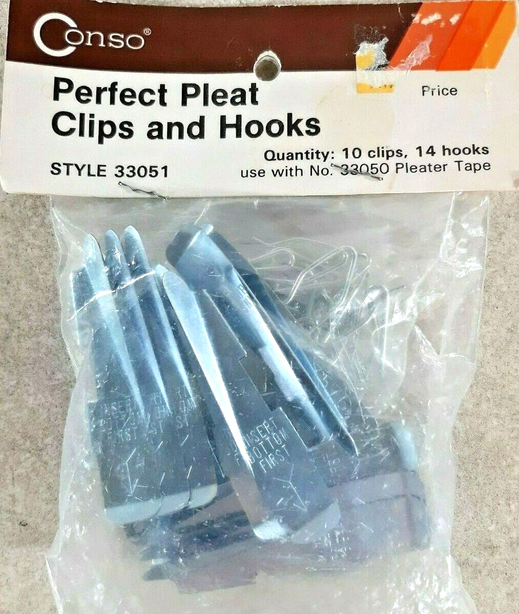 NEW Perfect Pleat Drapery.Clips and Hooks With 10 Clips 14 Hooks