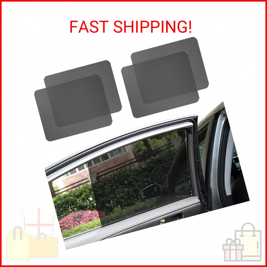 povtii 4 PCS Car Side Window Sunshade, 16.5″×15″ Static Cling Auto Sunshade Film