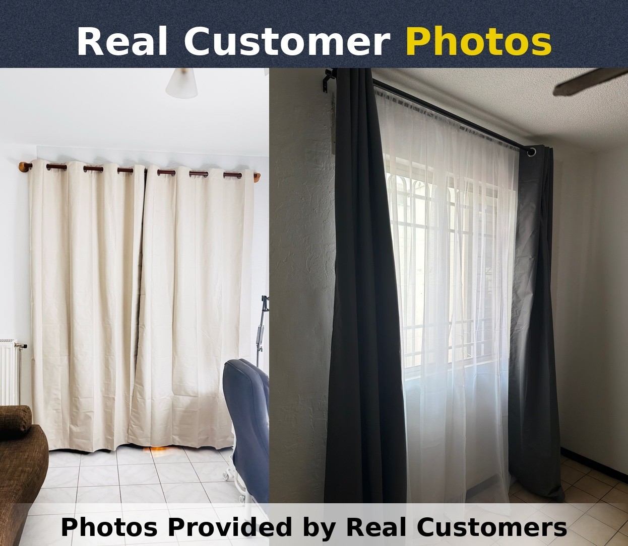 Pair of Blackout Curtains Set Eyelet Ring Top Ready Made Thick Thermal Curtain