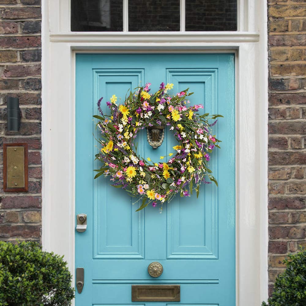 J’FLORU Spring Wreath 24 Inch Summer Wreaths for Front 24 inches, Lavender