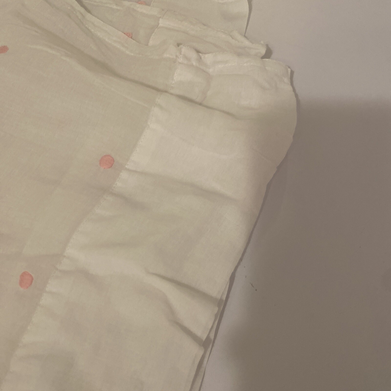 Pottery Barn Kids Sheer Embroidered Pink Dots Drapery Panel 44″ X 61” VGUC