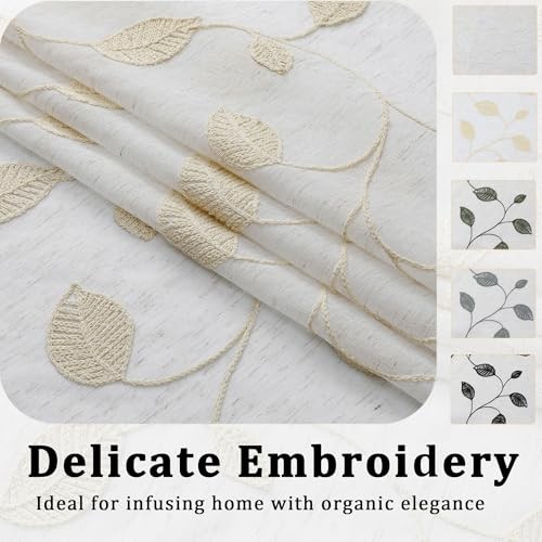 Sheer Curtains 36 Inch Length 2 Panels, 30″W x 36″L (Pack of 2) Natural