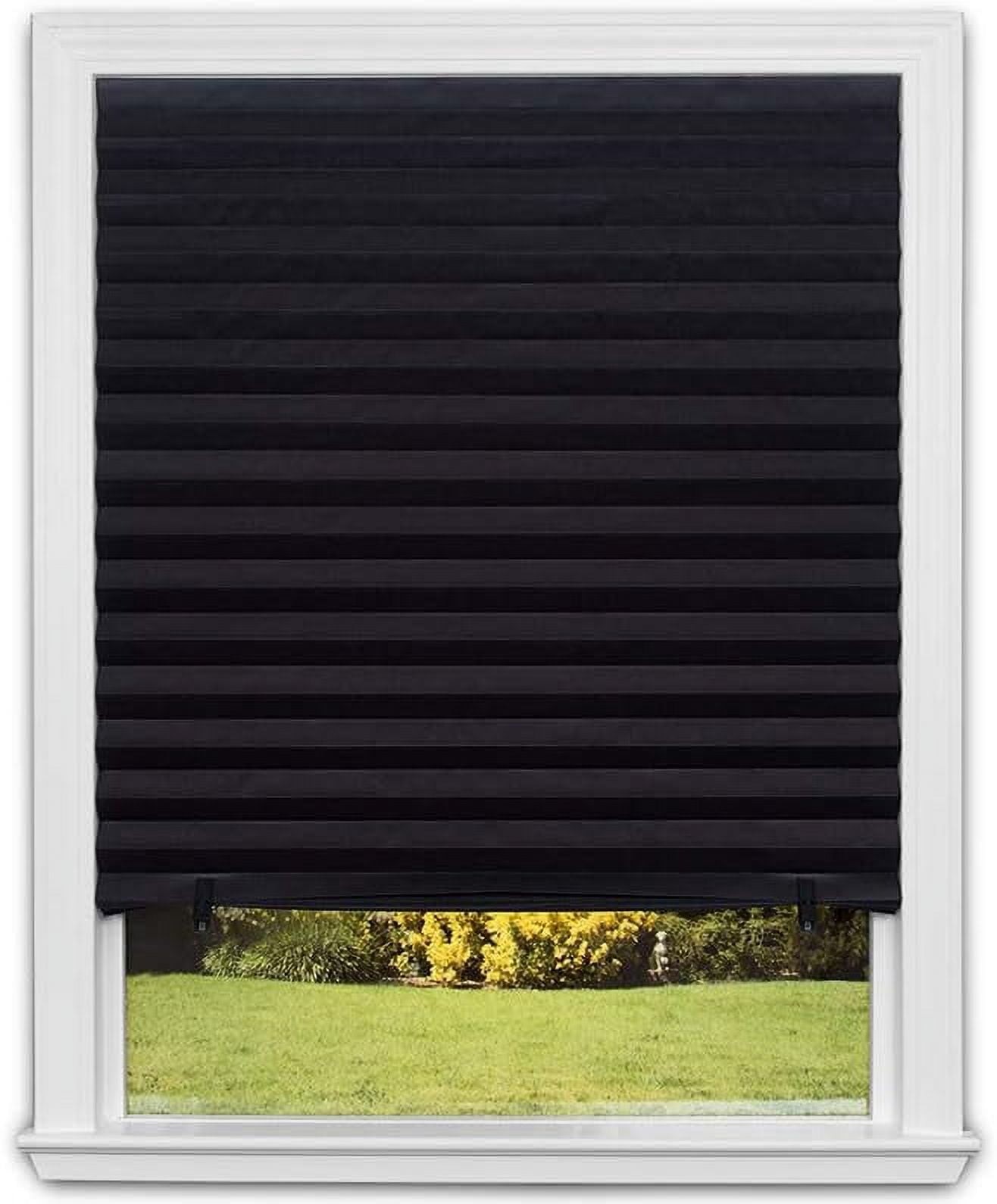 Shade No Tools Original Blackout Pleated Paper Shade Black, 36 in x 72 in
