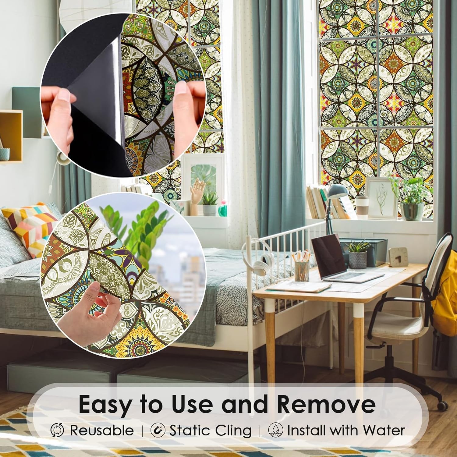 Static Cling Decorative Window Film with Installation Tools Non Adhesive Priv…