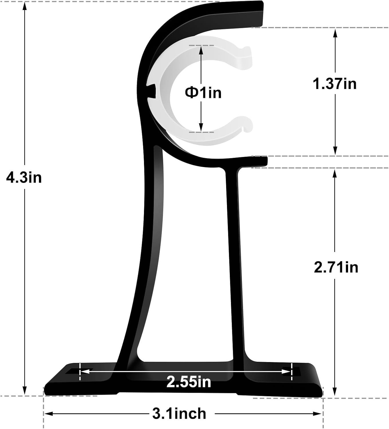 Heavy Duty Curtain Rod Brackets for 1 Inch Rod Black 4 Pack