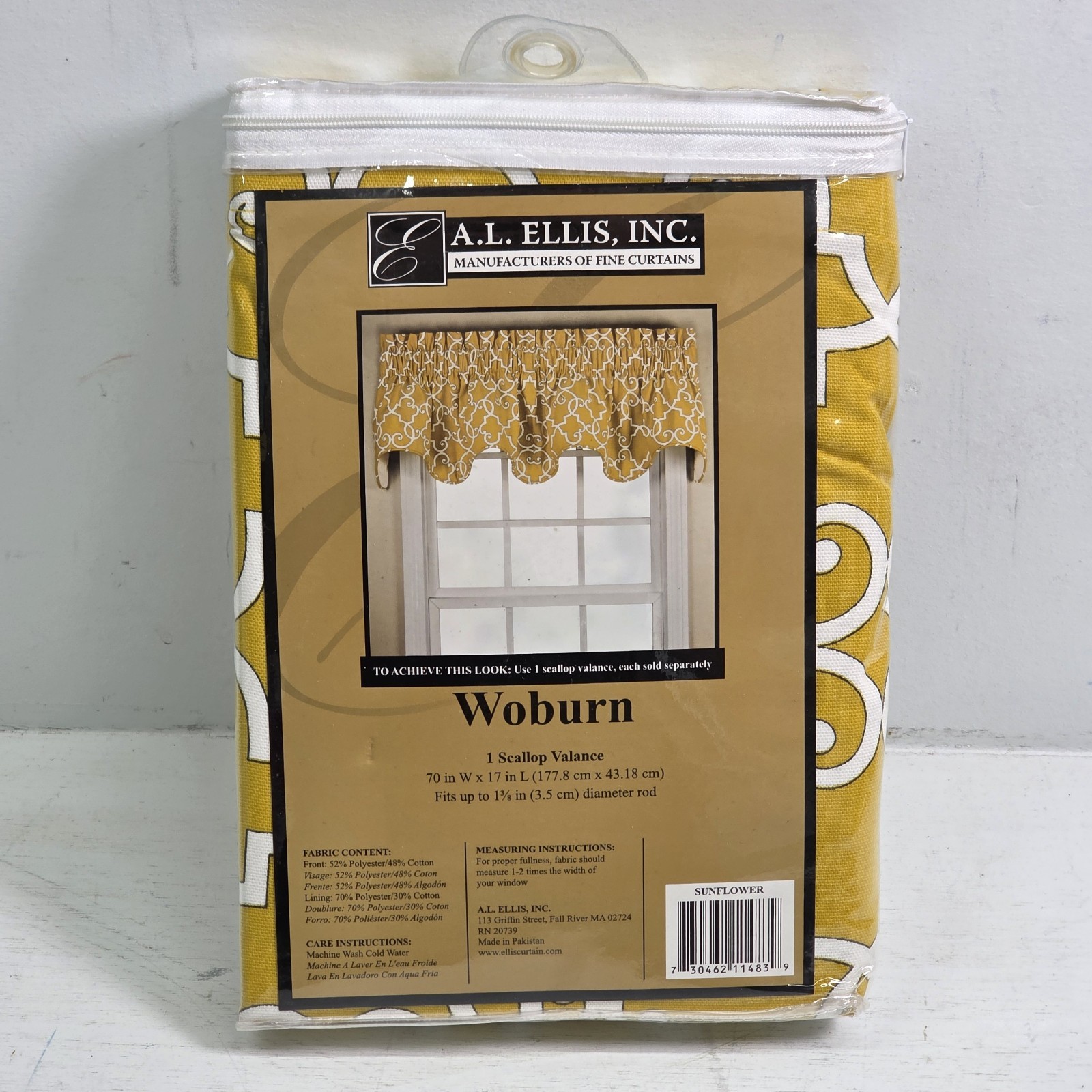 Woburn Geometric Moroccan Trellis Scallop Rod Valance 70″X17″ Sunflower Yellow