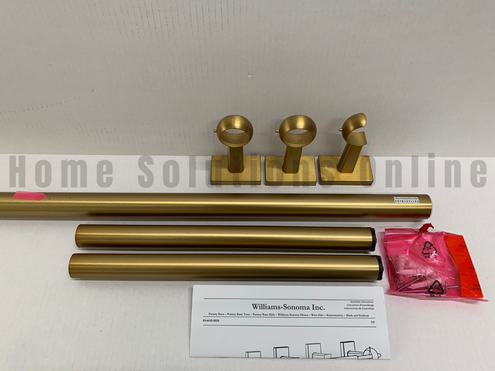 Pottery Barn Standard Curtain Rod Wall Bracket Brass 1.25″ 28-48 #R6001 READ