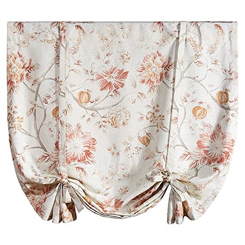 Tie Up Curtains for Farmhouse Windows, 42″W x 63″L (Pack of 1) Flowers_red