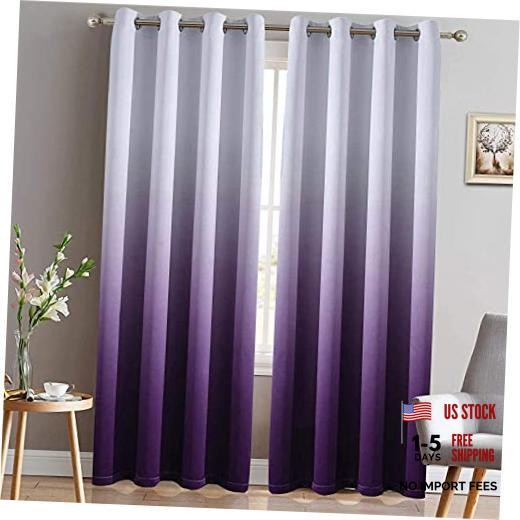 Light Blocking Gradient Color 52″W x 84″L (Pack of 2) Purple and Greyish White