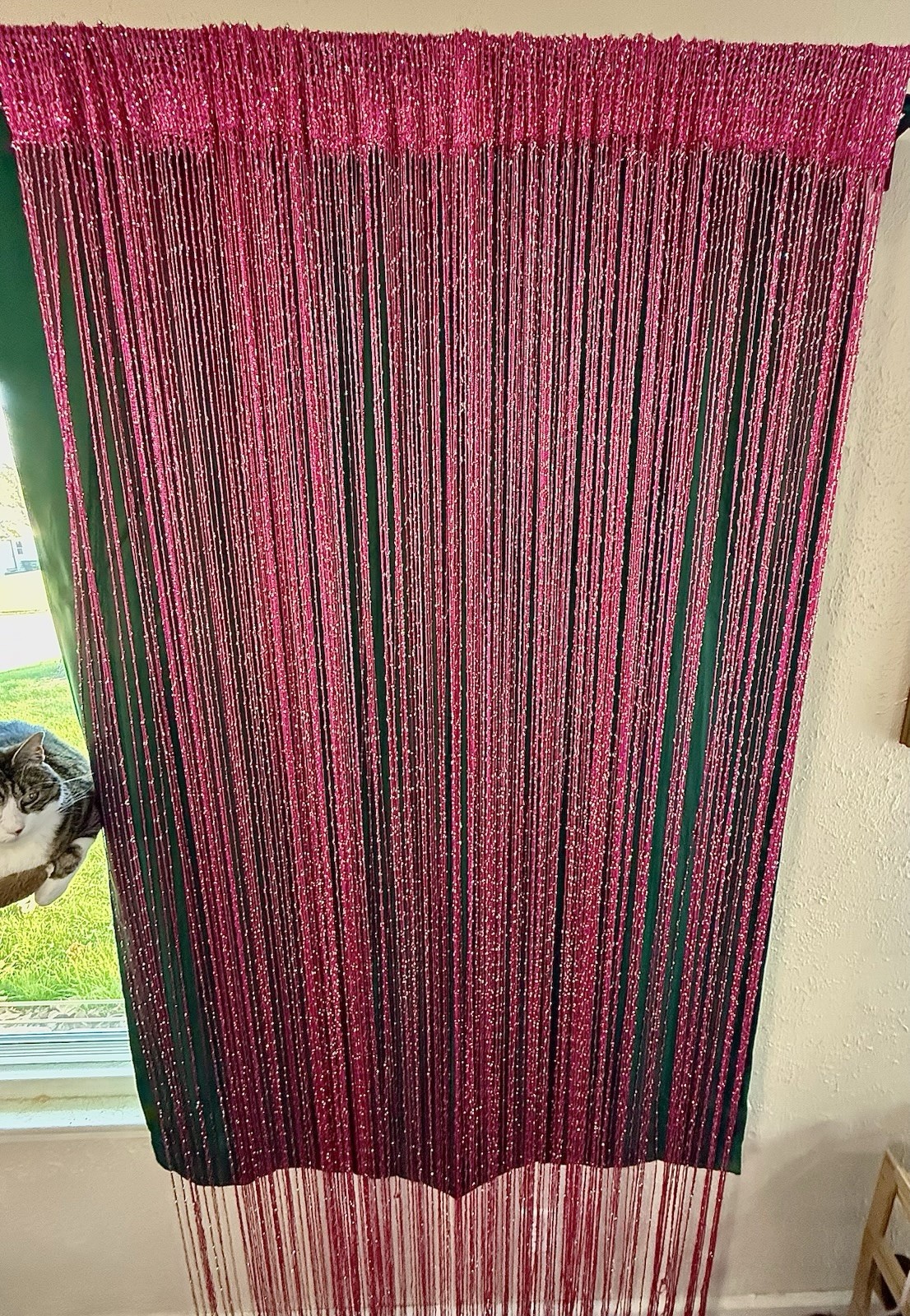 Pink Glitter String Door Curtain Y2K String 2 Panels Mesh Bratz 2000s