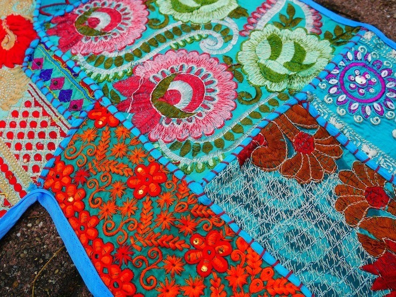 Blue 2 Meter Large Toran Boho Wall Tapestry Indian Entrance Decor Door Hanging