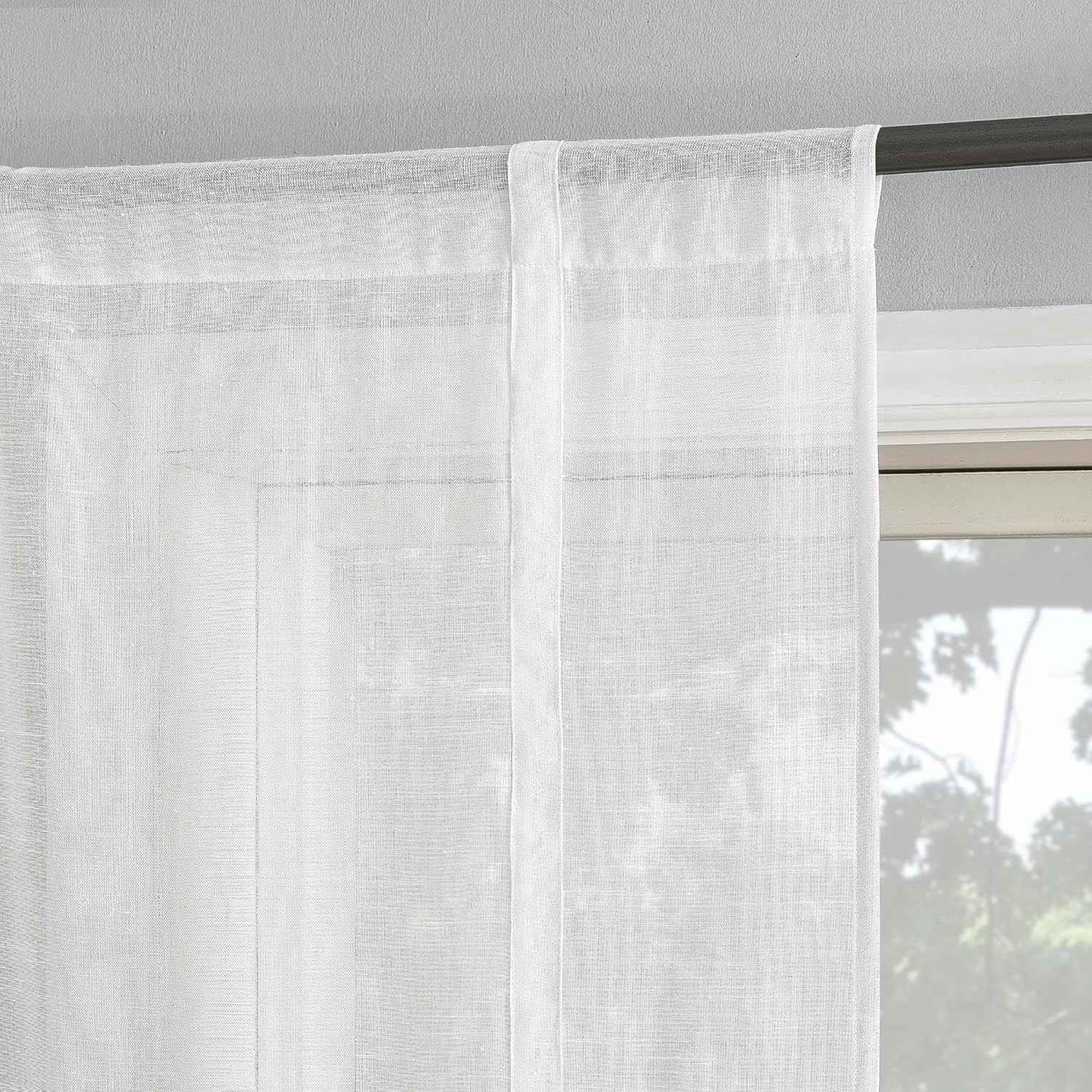 Slub Textured Linen Blend Window Tie-Up Balloon Shade, 40″ X 63″, White