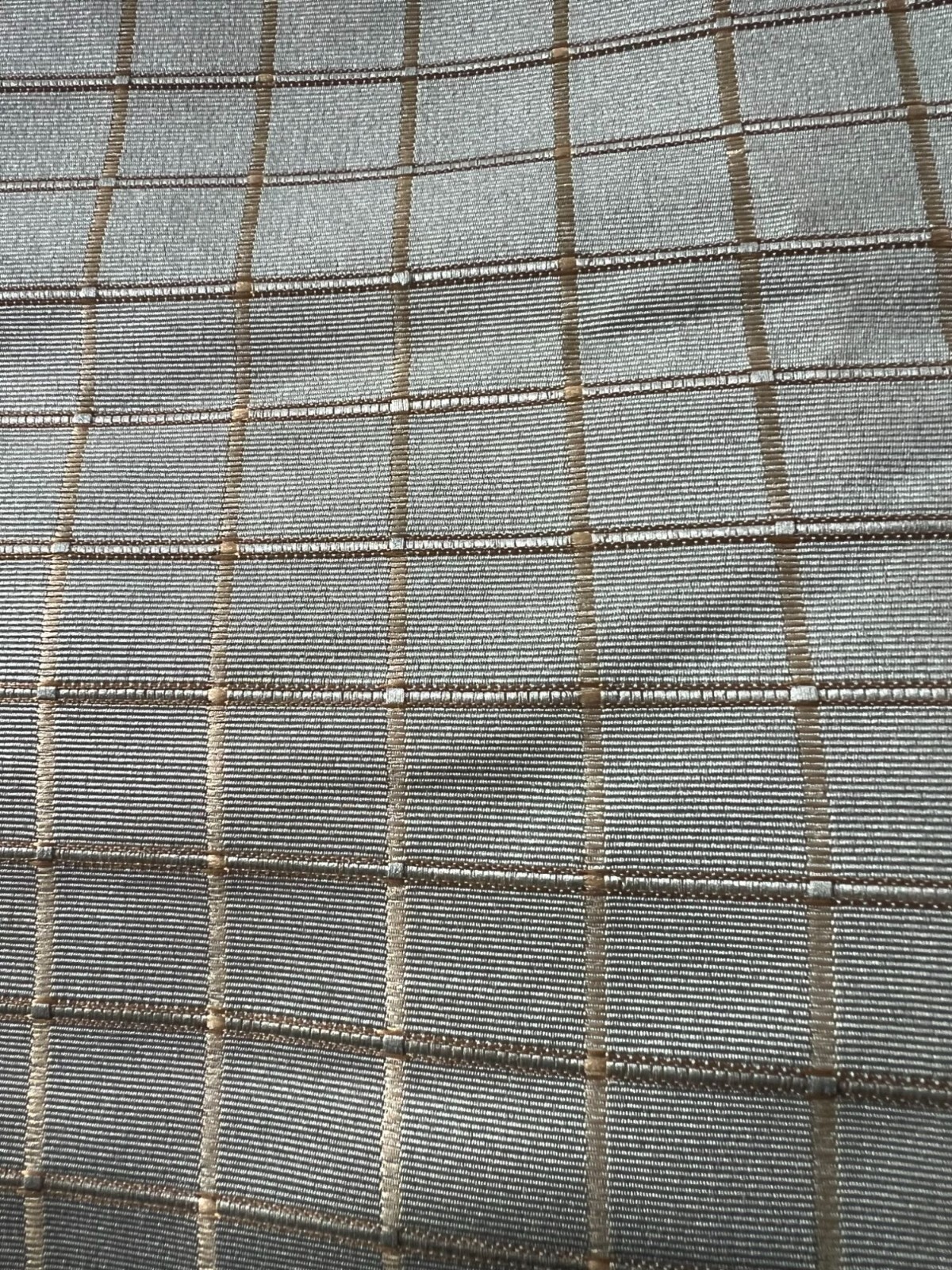 checked eggshell blue & gold Balloon Valance Curtain 18″ X 84″