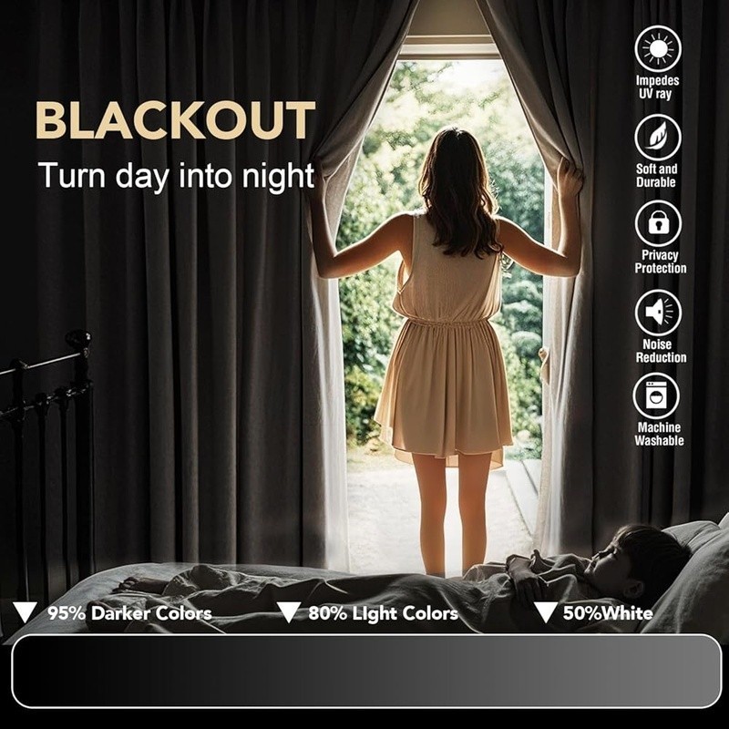 Blackout Thermal Insulated Window Panels Energy Saving Noise Reduction Decor New