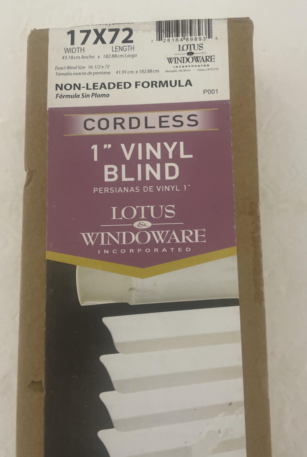 Cordless Mini Blind, 1″ Vinyl Slats, 17″ Wide x 72” Long – White, Window Blin…